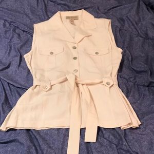 Jones New York Country jkt/vest silk linen blend